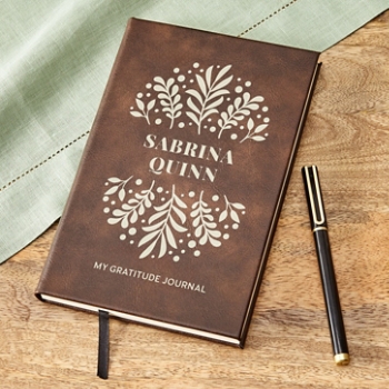 Floral Reflections Leather Gratitude Journal