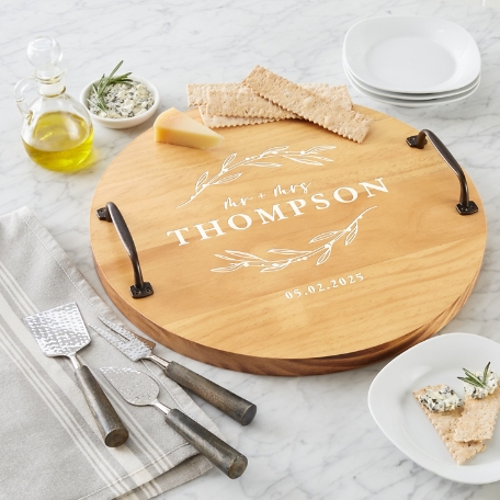 Mr & Mrs Classic Pine Wood Barrel Tray