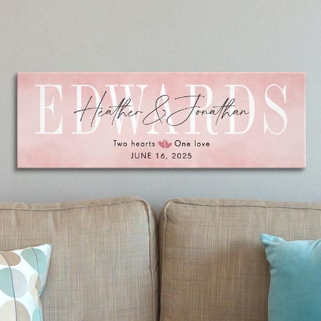 Two Hearts United in Love Watercolor Canvas