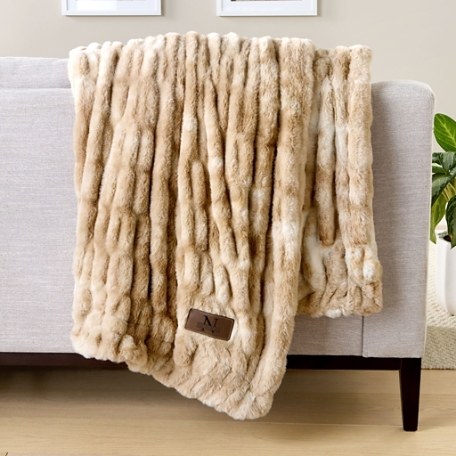 Faux Fur Hazelnut Heavyweight Plush Blanket