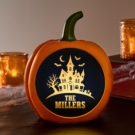 Light-Up Haunted House Pumpkin
