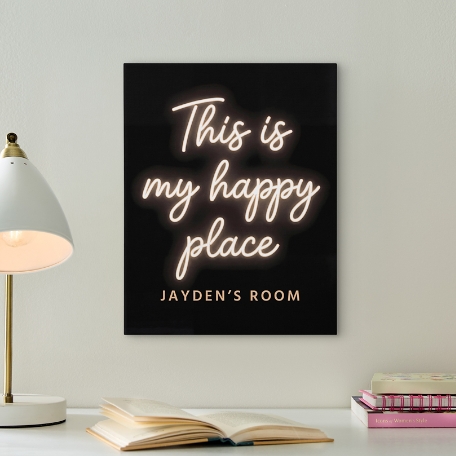 Happy Place Neon Sign Canvas