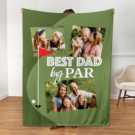 Best Dad By Par Photo Plush Blanket