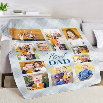 Best Dad Photo Collage Plush Blanket