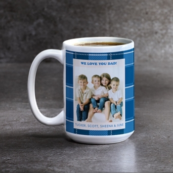 Blue Plaid Photo Mug