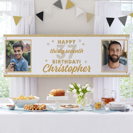 Golden Years Birthday Photo Banner