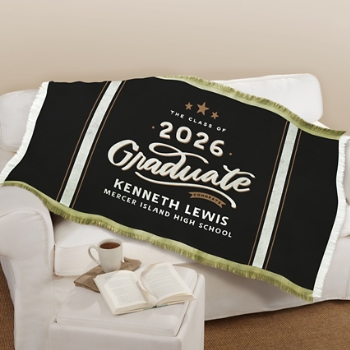 Vintage Style Graduation Throw Blanket