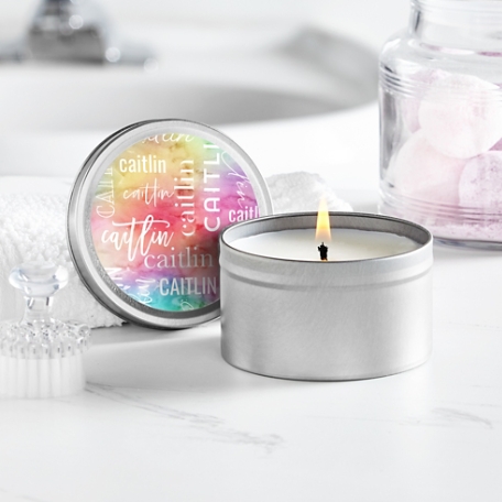 Watercolor Name Canister Candle