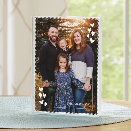 Charming Hearts Photo Glass Block