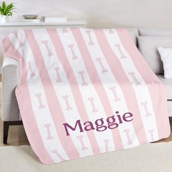 Bones and Stripes Pet Plush Blanket