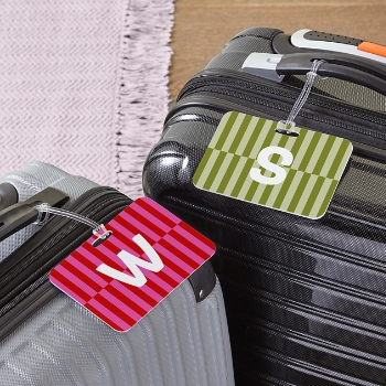 Colorful Stripes and Initial Luggage Tag
