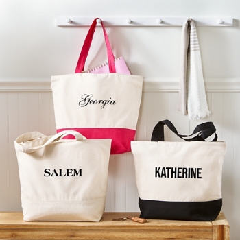 Custom Font Name Zippered Tote Bag