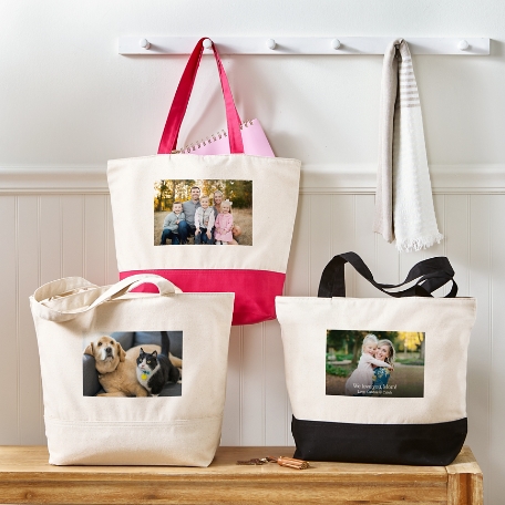 Custom Photo Zippered Tote Bag