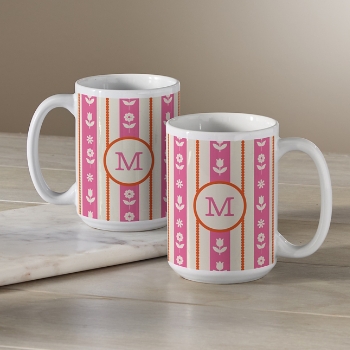 Floral Stripe Initial Mug