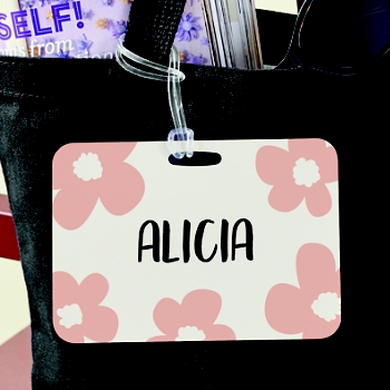 Fun Floral Name Luggage Tag