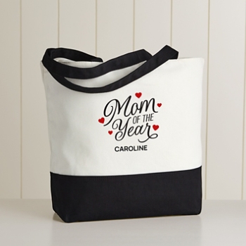 Mom of the Year Zippered Tote Bag