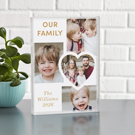 Our Family Photo Collage Glass Block