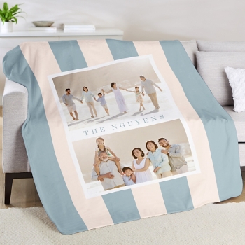 Photo Striped Plush Blanket