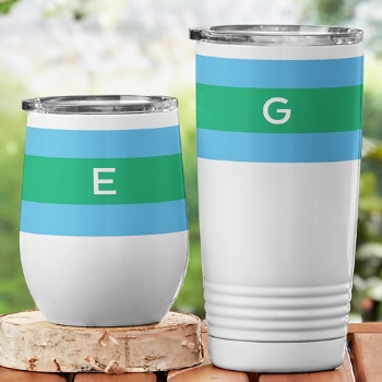 Preppy Stripe Initial Insulated Tumblers