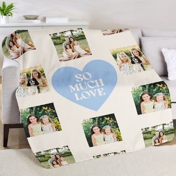 So Much Love Heart Photo Collage Plush Blanket