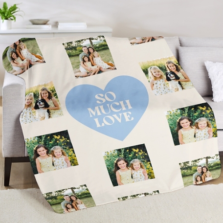 So Much Love Heart Photo Collage Plush Blanket