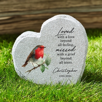 Deeply Loved Memorial Standing Heart Garden Stone