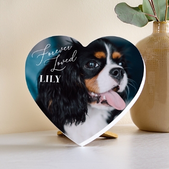 Forever Loved Pet Photo Wood Heart