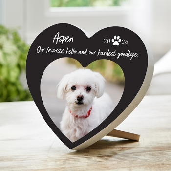 Hardest Goodbye Pet Photo Wood Heart