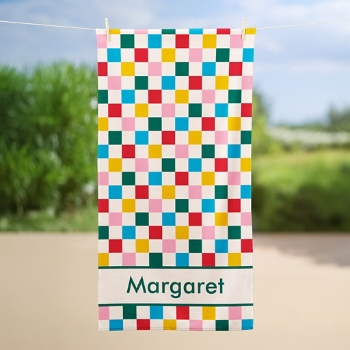 Colorful Checkerboard Beach Towel