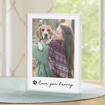 Pawprint Signature Photo Memorial Glass Block