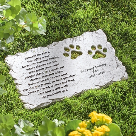 Pet Paw Prints Memorial Garden Stone