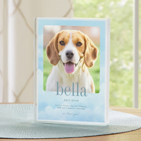 Peaceful Clouds Pet Photo Glass Block