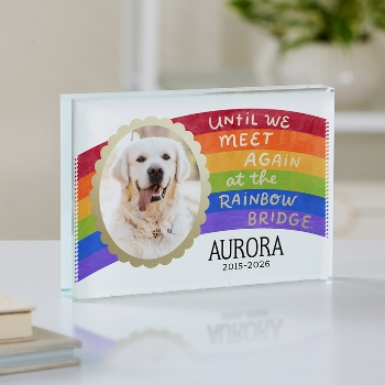 Rainbow Bridge Pet Photo Glass Block