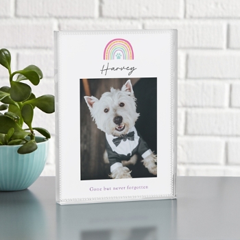 Rainbow Paw Photo Glass Block