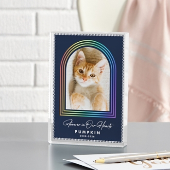 Rainbow Road Photo Memorial Glass Block