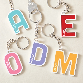 Bright Initial and Name Acrylic Keychain