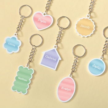 Colorful Stripes Name Acrylic Keychain