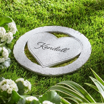 Custom Name Encircled Heart Garden Stone