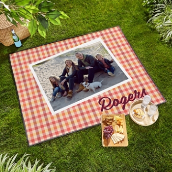 Gingham Pattern Photo Picnic Blanket