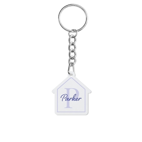 Initial And Name Acrylic Keychain-House-Purple