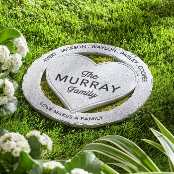 Love Makes a Family Encircled Heart Garden Stone