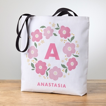 Wreath Monogram Tote Bag