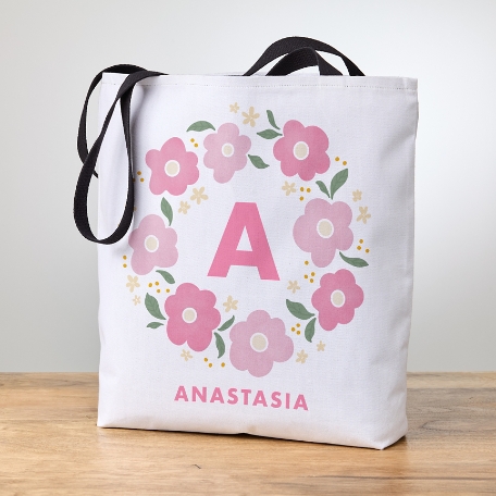 Monogram Wreath Tote Bag