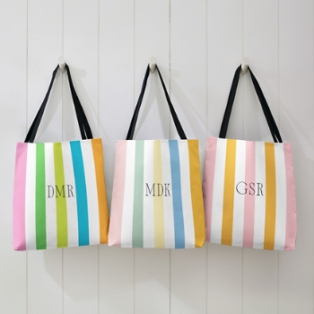 Striped Monogram Tote Bag