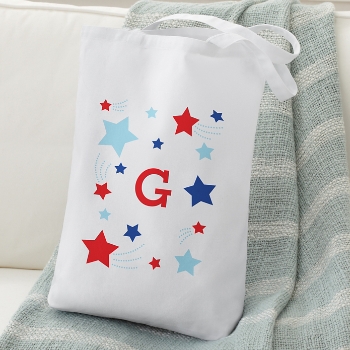 Red, White & Blue  Initial Tote Bag