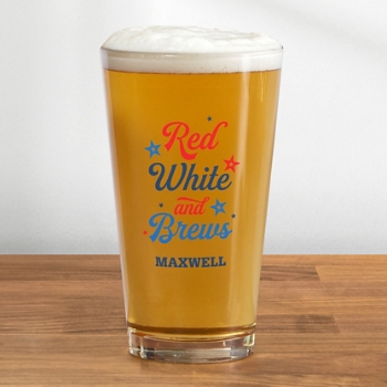 Red, White and Brews Pint Beer Glass