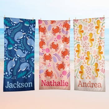 Sea Creatures Beach Towel