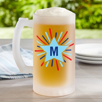 Star Initial Frosted Beer Mug