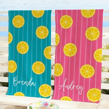 Sunny Lemons Beach Towel