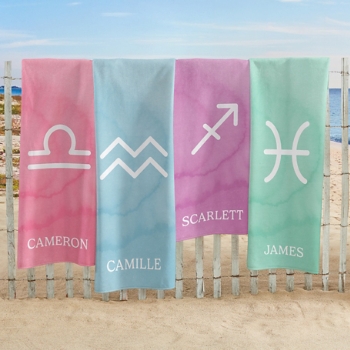 Zodiac Sign Beach Towel